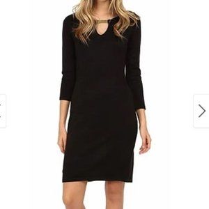 Calvin Klein Black Keyhole Bell Ruffle Sleeve Mini Dress M